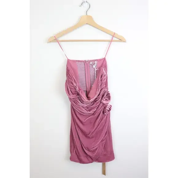 reformation pink velvet dress Reformation + Pia Velvet Dress